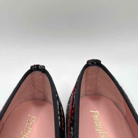 NWT PRETTY BALLERINAS CAMILLE WOOL PLAID PATENT LEATHER POINTED TOE FLATS - 39 - Picture 8 of 11